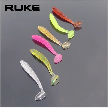 

RUKE Lures soft bait 50mm 0.6g T tail soft worm bait 10 color lure fishing soft