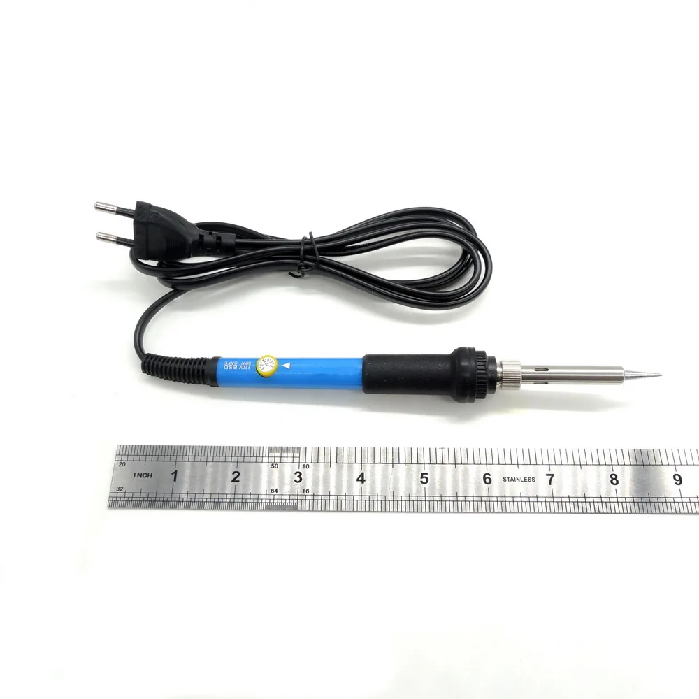 Eu Plug Adjustable Temperature Electric Soldering Iron Kit Tips Portable Welding Tweezers Solder Wire 220v 60w  power tool