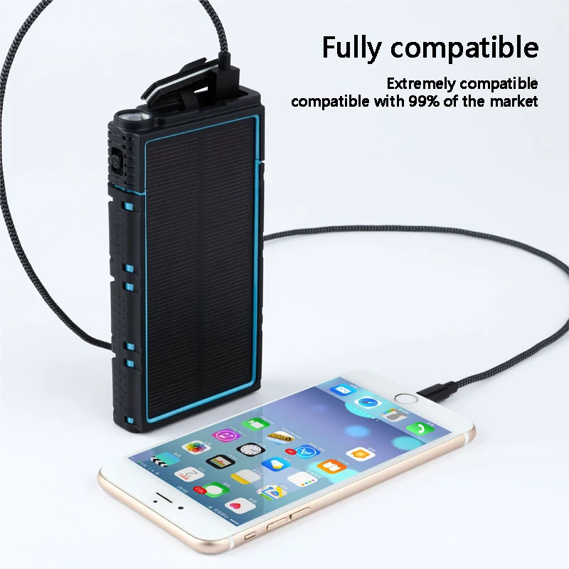 Solar Power Bank 10000mAh Multifunction Solar Charger Waterproof and Fallproof + LED Light Dual-USB Portable External Battery Solar Power Bank 10000mAh Multifunction Solar Charger Waterproof and Fallproof + LED Light Dual-USB Portable External Battery