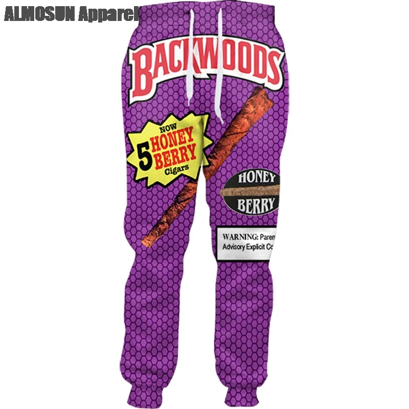 ALMOSUN Backwoods Honey Berry Blunts 3D All Over Print Tracksuits Sweatshirts Hipster Casual Drawstring Casual Pants Women Men