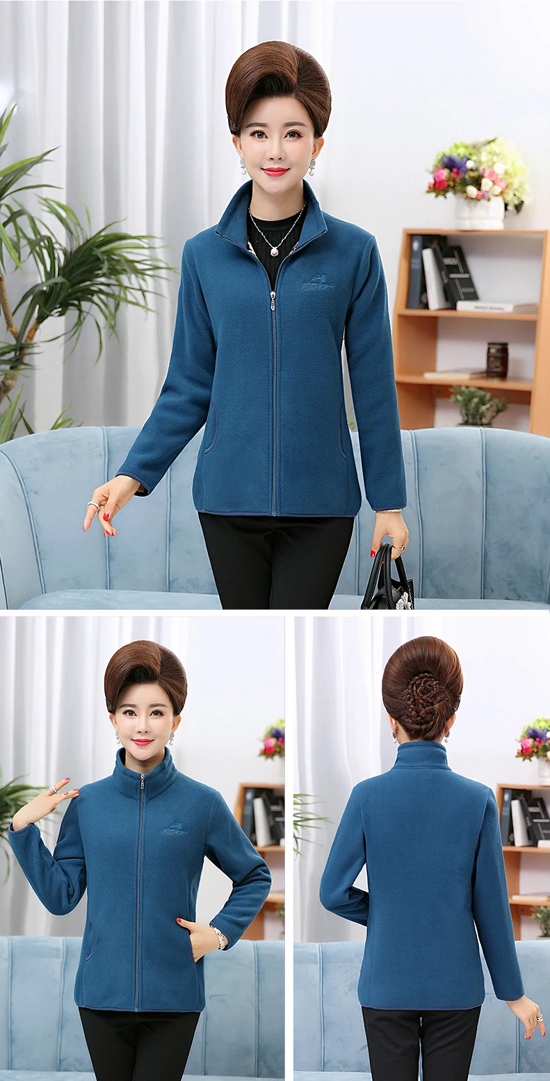 Winter Woman Fleece Jacket Lightweight Warm Coat Leopard Lining Women Stand Collar Outerwear Lady Polar Fleece Coats (10)