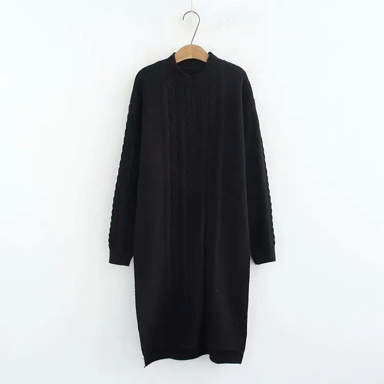 Crew Neck Long Sweater for Autumn Spring Casual Plus Size Women Knitted Sweaters Solid Pullovers KKFY2942 Crew Neck Long Sweater for Autumn Spring Casual Plus Size Women Knitted Sweaters Solid Pullovers KKFY2942