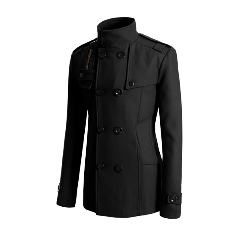 Лидер продаж, осенне-зимнее шерстяное пальто для мужчин, модное шерстяное двубортное пальто с воротником-стойкой, мужские Новые пальто
