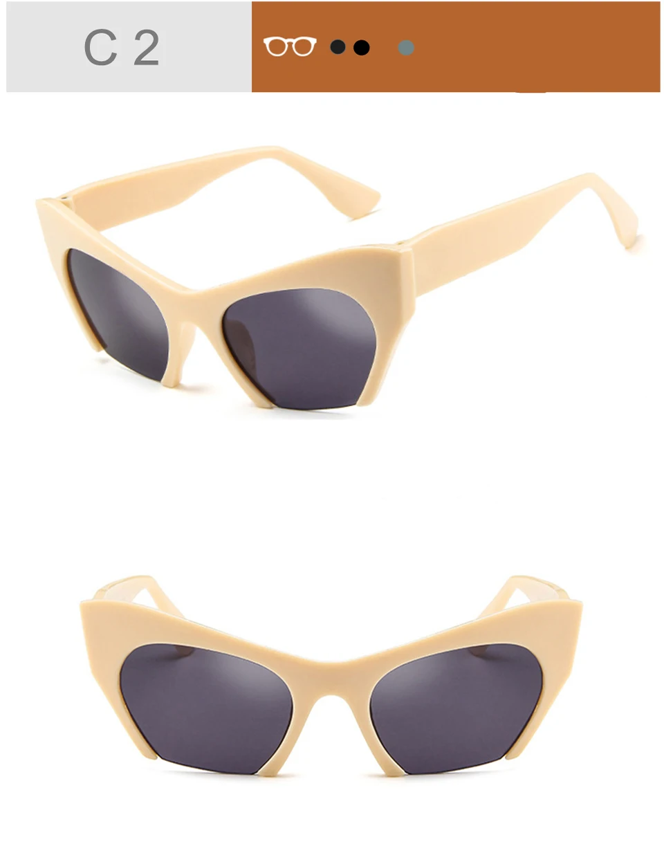 RHAMAI Fashion Brand Designer Cat Eye Sunglasses Women Half Rim Sun Glasses Half Frame Women Shades UV400 Outdoor Eyewear (4)