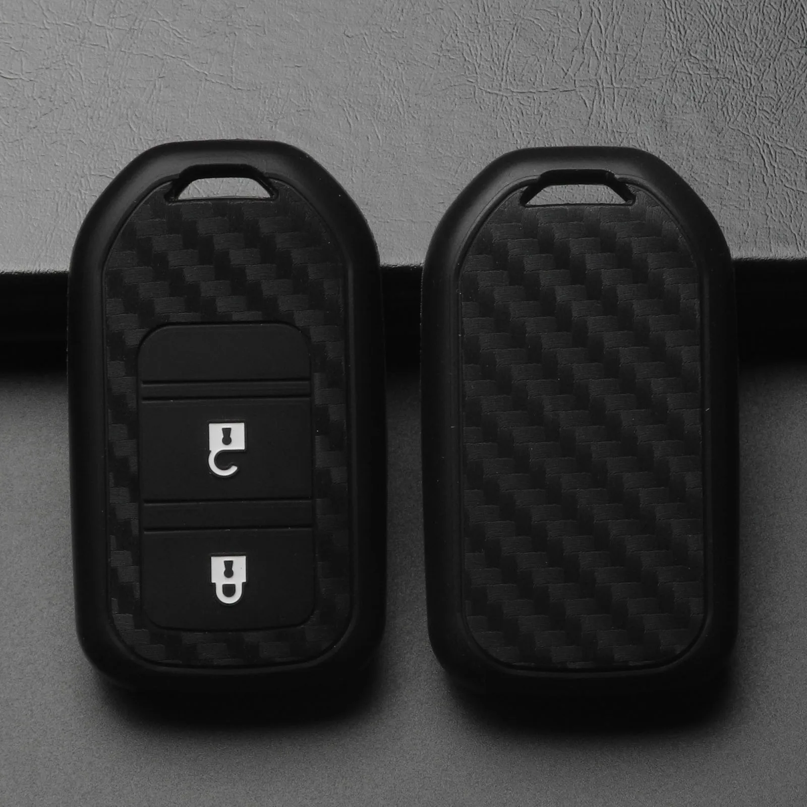Jingyuqin углеродное волокно силиконовый чехол для ключей от машины Fob чехол для Honda CRV Pilot Accord Civic Fit Freed пульт дистанционного управления 2 кнопки