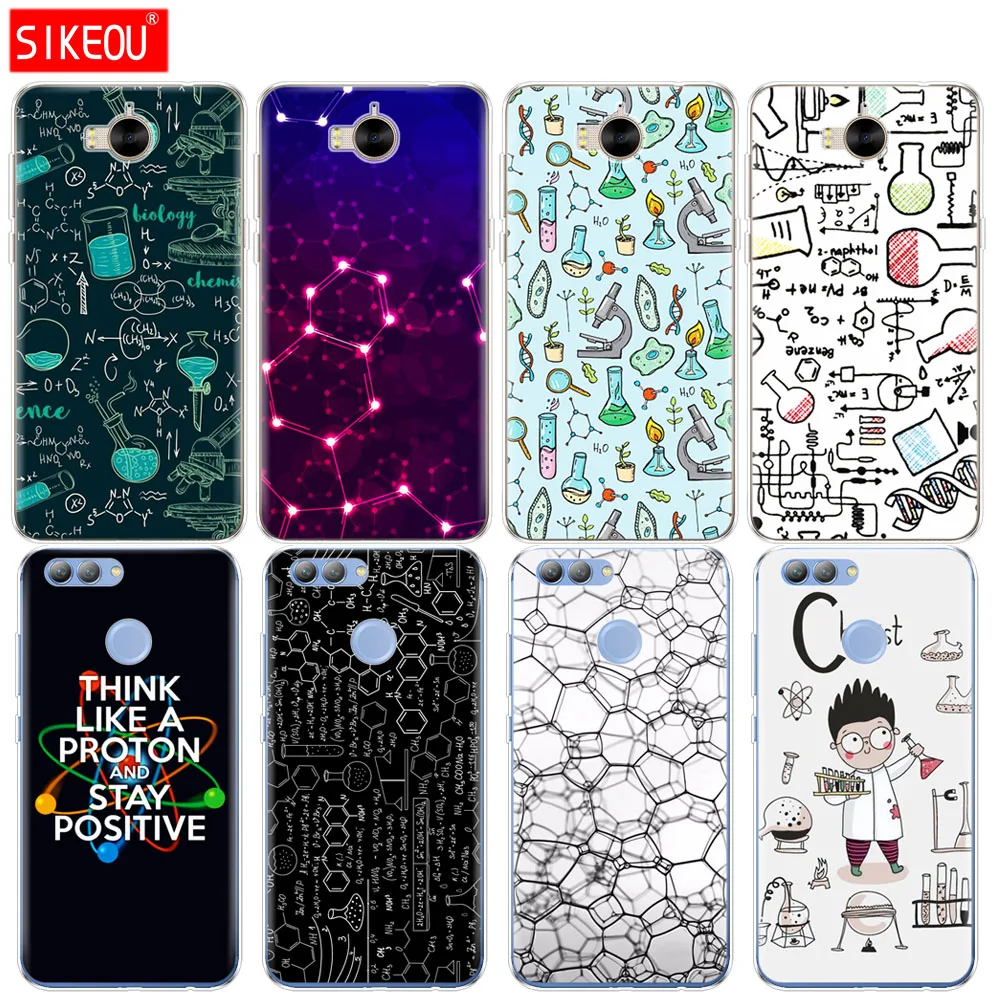

Silicone phone Cover Case for huawei Y3 Y6 Y5 2 II 2017 nova 3e 2s 2 LITE plus Biology and Chemistry
