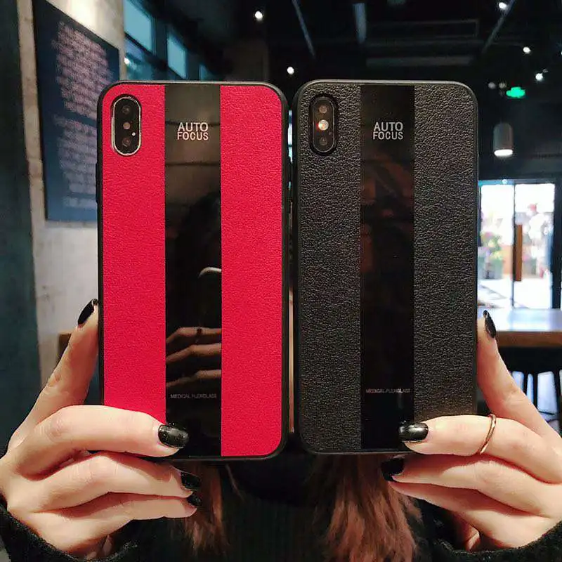 

"Auto Focus" Letters Business Leather Silicone phone case for iPhone X XS MAX XR Cover Cases for iPhone 6 6S 7 8 Plus Back Cover