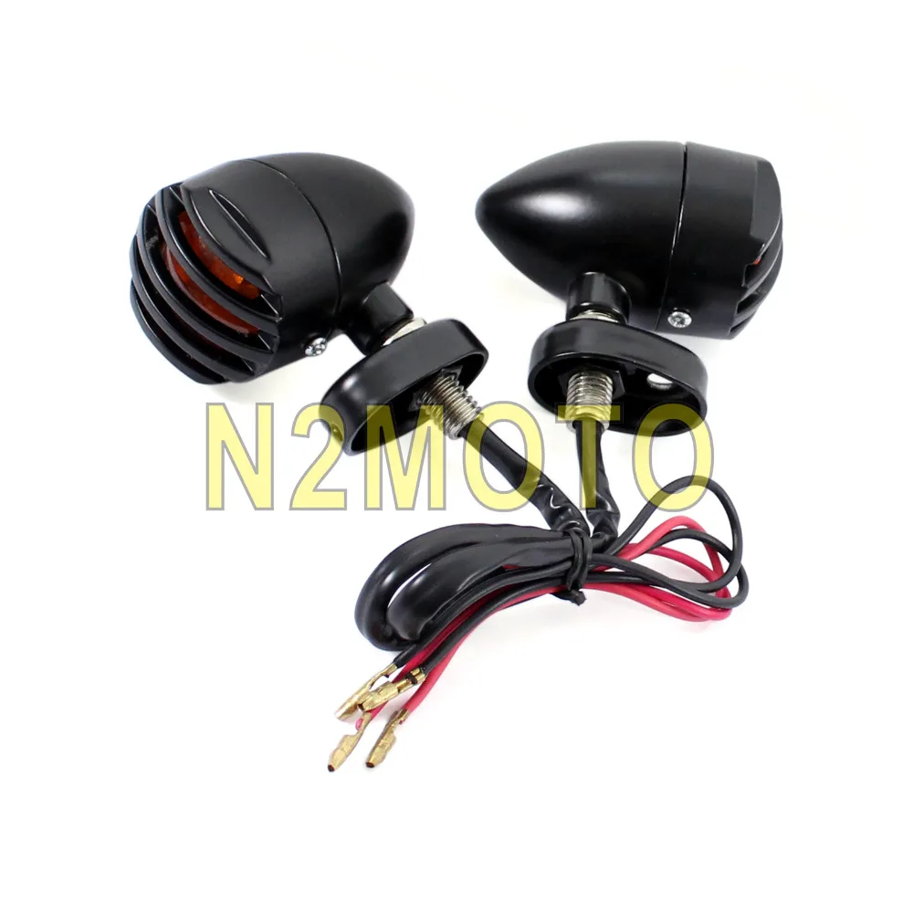Motorcycle Grille Black Turn Signal Light Amber Indicator Flasher