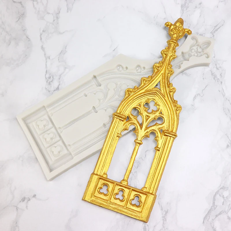 European Architecture Church Door Silicone Mold Fondant Mould Cake