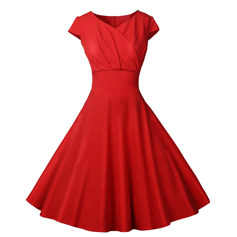 Женское платье HeyGalSing красное винтажное облегающее с коротким рукавом и принтом