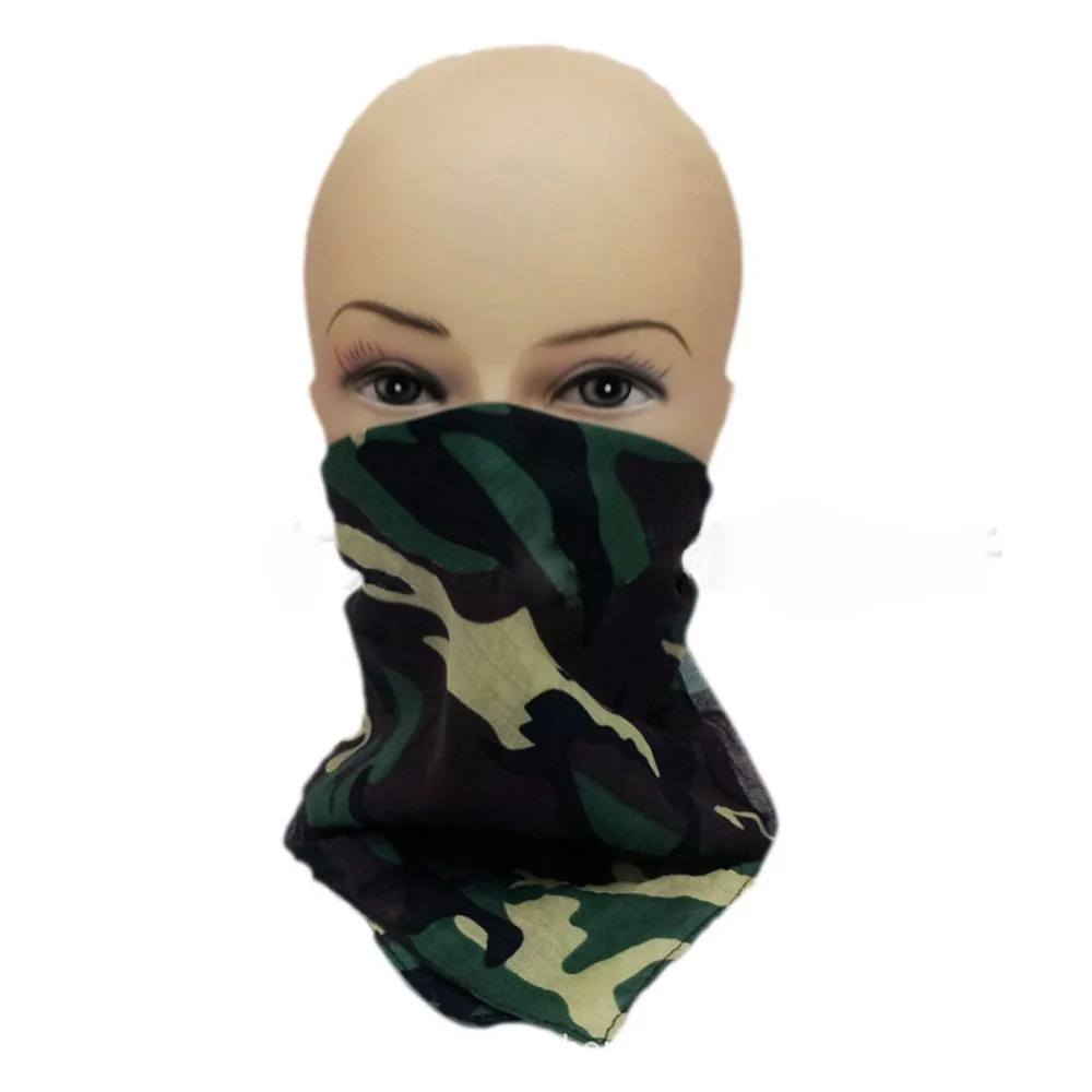 

Kerchief Bandana Scarf Outdoor Sport Headband Hood Green Camouflage 100% Cotton Head Wrap Scarf Wristband