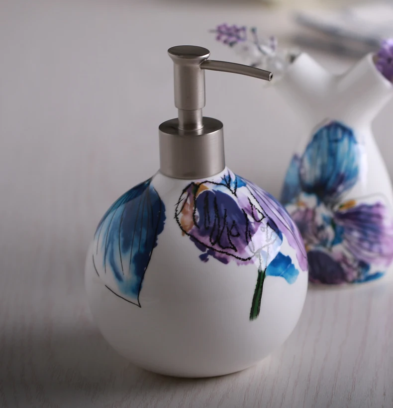 Bone Porcelain Hand Washing Fluid Bottle Bath Fluid Bottle Handmade Shampoo Packing in Household Bathroom