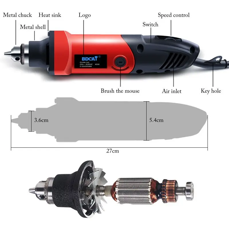 400 Вт 220 В BDCAT Dremel аксессуары электрическая мини-дрель с переменной скоростью с 6 мм вращающимся шлифовальным механизмом гибкий вал