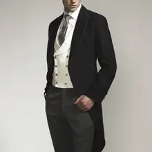 Morning style, черный фрак, 3 предмета, смокинги для жениха, Костюм Джентльмена, мужской свадебный костюм для вечеринок, блейзер masculino, индивидуальный заказ