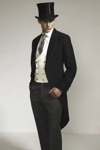Morning Style Black Tailcoat 3 Pieces Groom Tuxedos Gentleman Suit Morning Style Black Tailcoat 3 Pieces Groom Tuxedos Gentleman Suit Mens Wedding Prom Party Blazer Masculino Custom Made In Suits From Men S Clothing