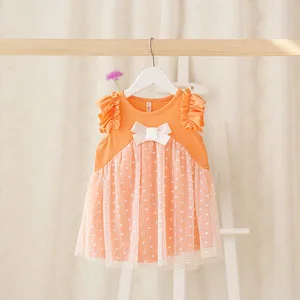 А. д. 4M-2Y лето детское платье кружева сетки новорожденных девочек платья малыша младенческой малыш платье детская одежда платья платье детское платье платье детское всё для детей одежда и аксессуары - Цвет: Оранжевый