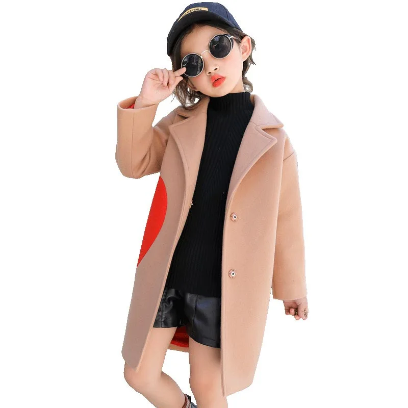 Детское шерстяное пальто с сердечками на Возраст 4 12 лет|wool & blends|wool coats for girlswool coat