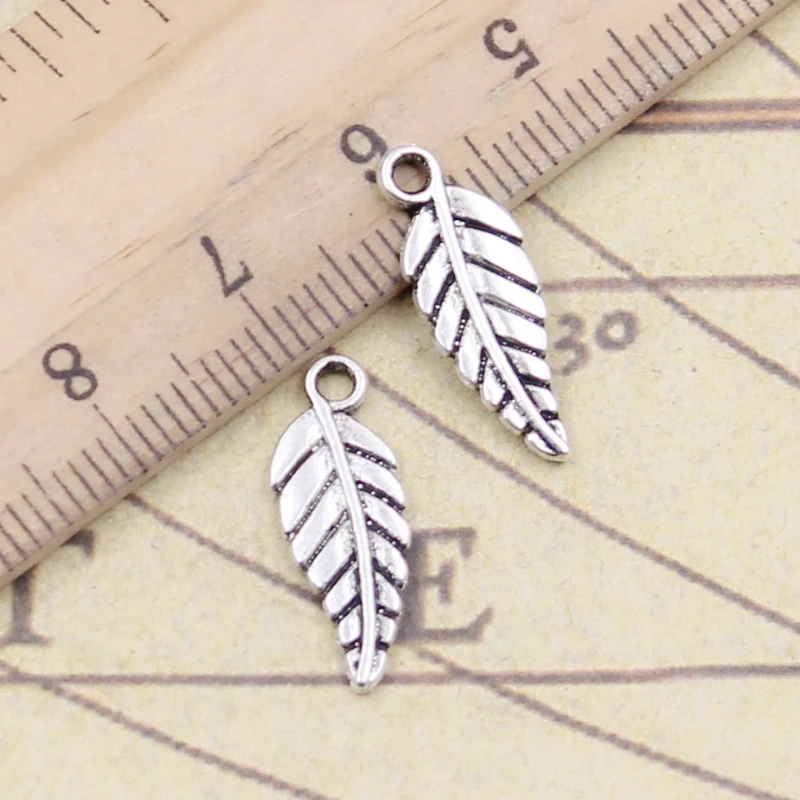 

20pcs Charms double sided leaf 20x7mm Tibetan Silver Plated Pendants Antique Jewelry Making DIY Handmade Craft