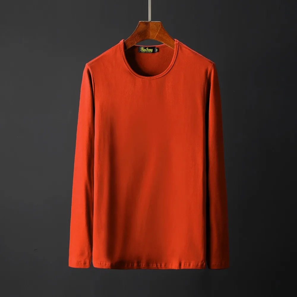 Men's Cotton Solid color underwear clothing close-fitting Long sleeve Relax breathable strench O neck undershirts Cool shirt (10)