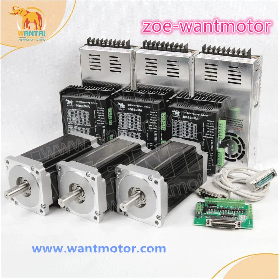 Высокое качество! CNC Wantai 3 оси Nema34 шаговый двигатель WT86STH118-6004A 1232oz-in + Драйвер DQ860MA 80V