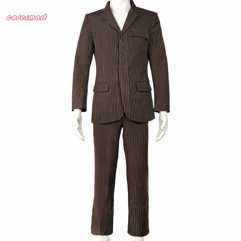 Who is Doctor Who Dr Brown Pinstripe Business Jacket Suit Cosplay Costume Men Halloween Party (3)