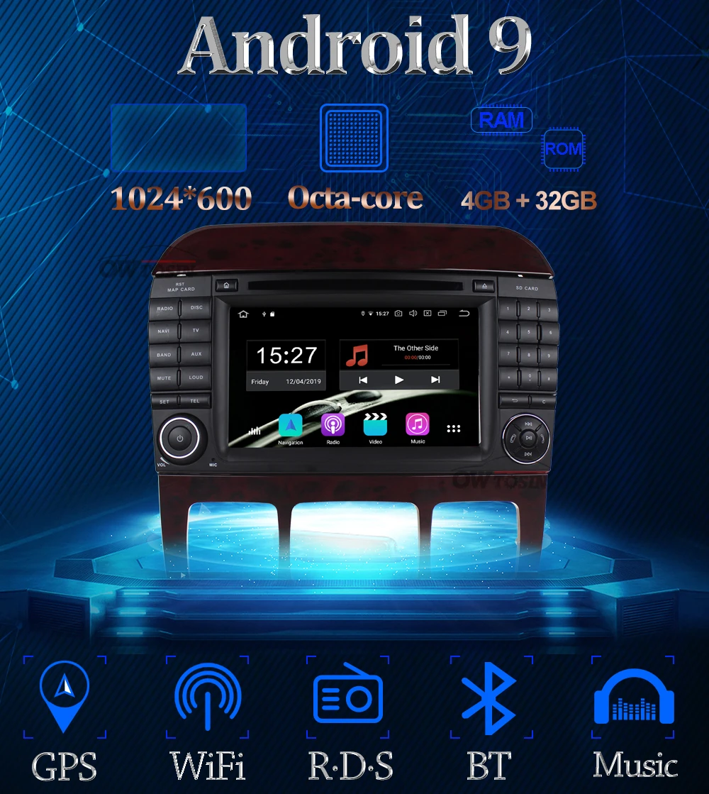 Top Owtosin Car Radio Multimedia Video Player Navigation GPS Android 9.0 For Mercedes-Benz S-Klasse W220 S280 S320 S500 S600 S65AMG 3