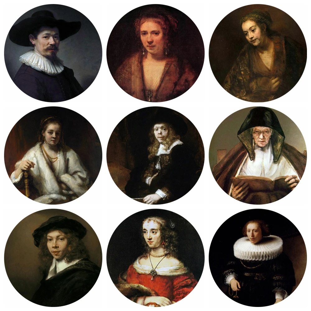 

20pcs 12~40mm Artist Rembrandt Art Paintings Collection Portrait Of An Old Woman Reading Glass Cabochon DIY Jewelry Findings