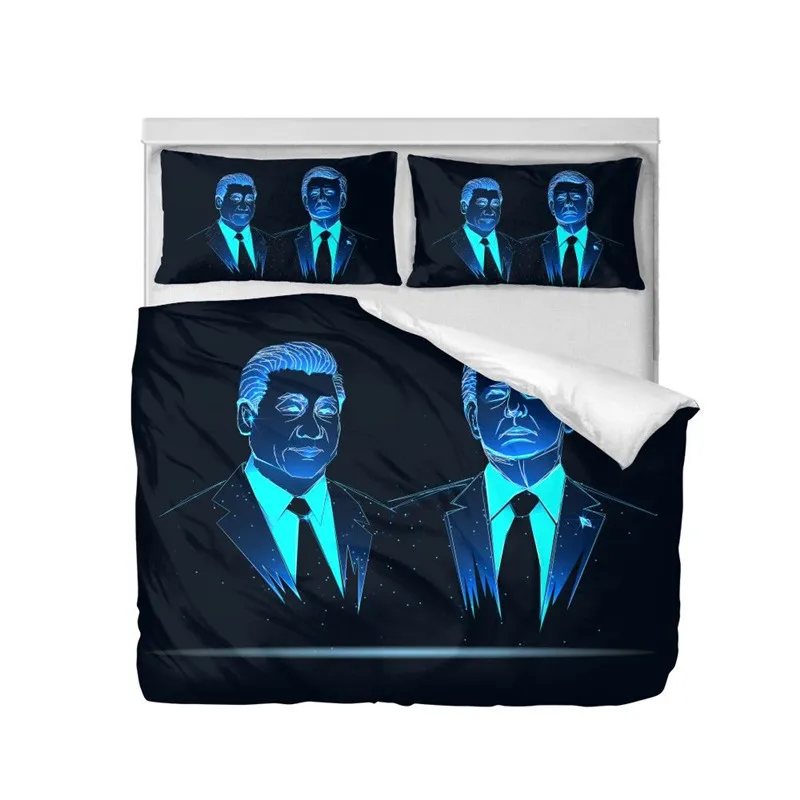 طقم سرير دونالد ترامب الأمة الرئيس اجتماع 3D الطباعة أغطية لحاف الملكة حجم مزدوج غرفة نوم الديكور طقم سرير 3 قطعة