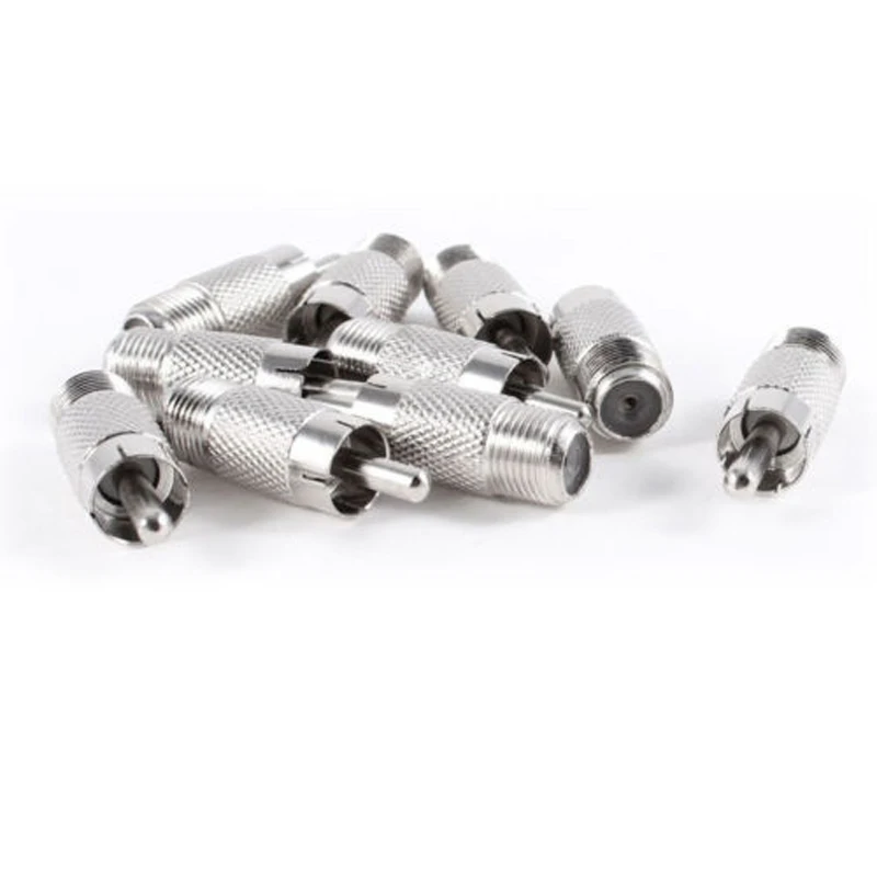 

10PCS F Type Female to RCA Male RF Connector Coupler Coax Cable Adapter