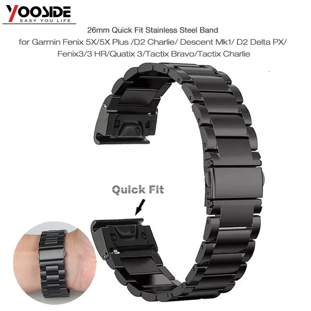 

Fenix 5X 26mm Quick Fit Stainless Steel Metal Watch Band Strap for Garmin Fenix 5X/5X Plus/Fenix 3/3 HR/D2 Delta PX Smart Watch
