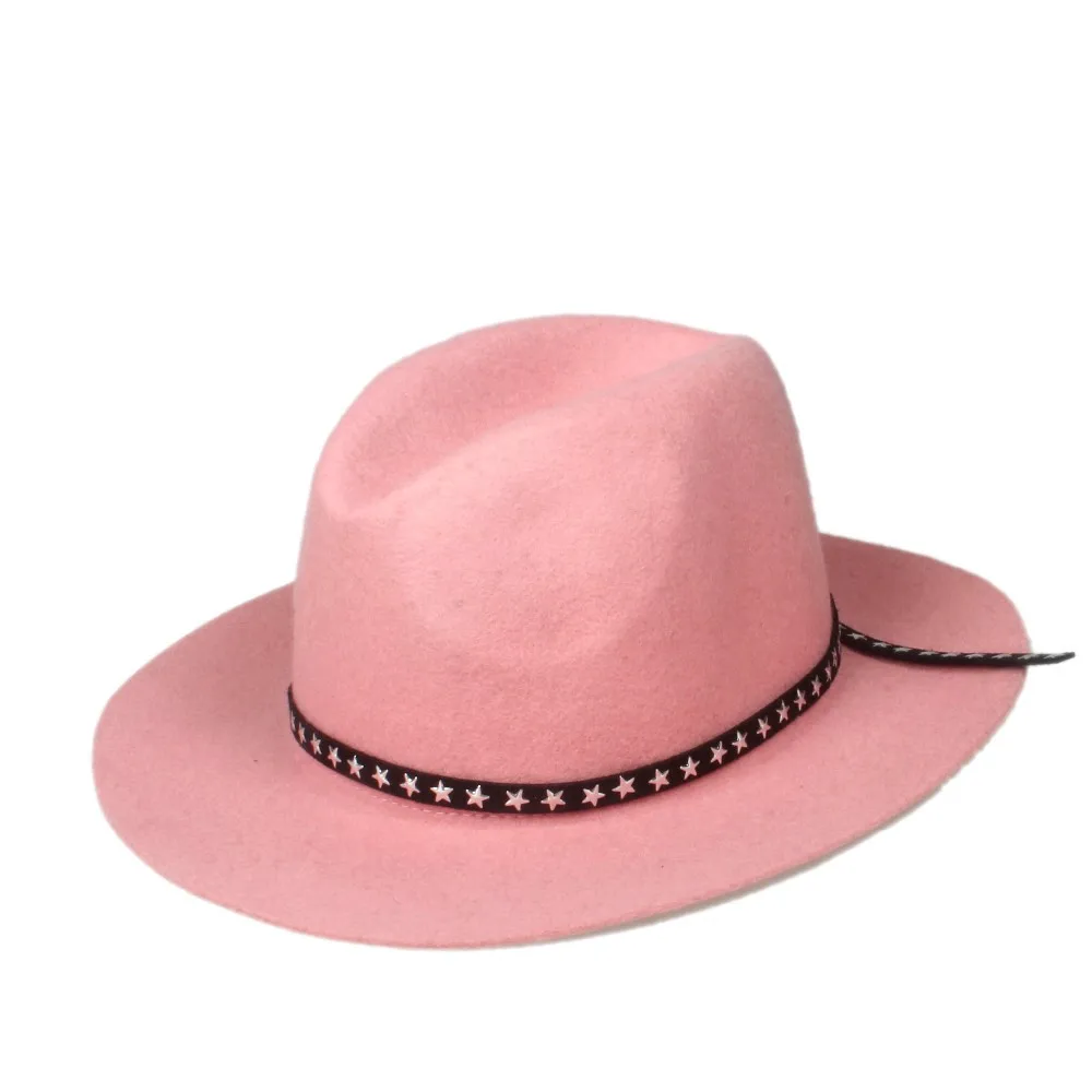 Новая модная женская мужская шерстяная шляпа fedora фетровая Панама женская элегантная мягкая Шляпа Дерби мягкая фетровая шляпа с кожаным брендом