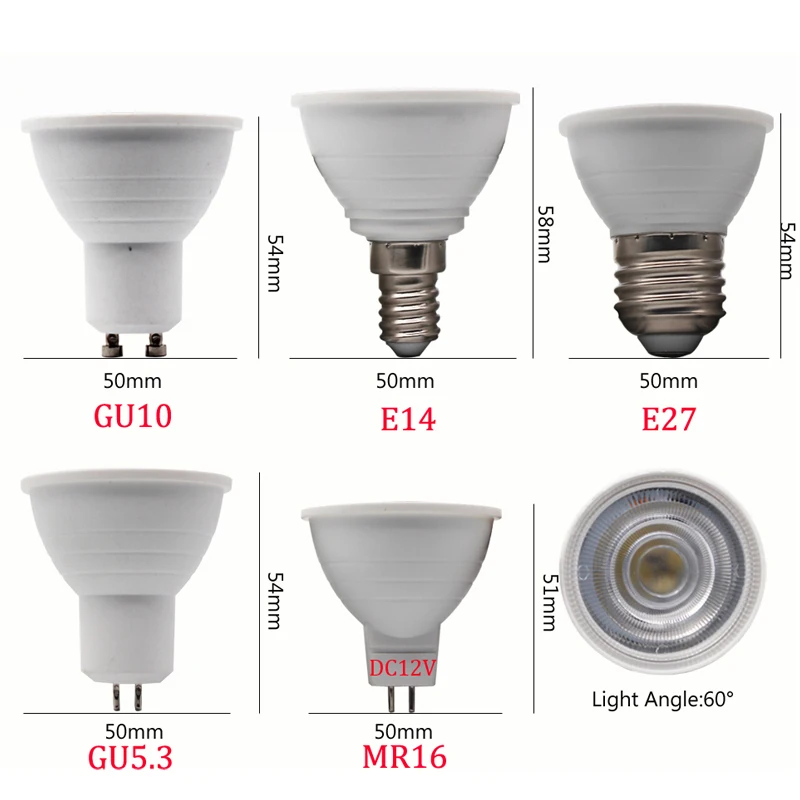 

1PCS/Lot LED Spotlight E14 E27 GU10 GU5.3 AC220V led dimmable 9W LED MR16 12V warm white/White LED