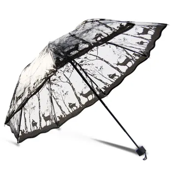 

Clear Long Handle Umbrella Pink Print Transparent Umbrella Women Beautiful Flower Pattern Folding Umbrella Non-automatic Z668