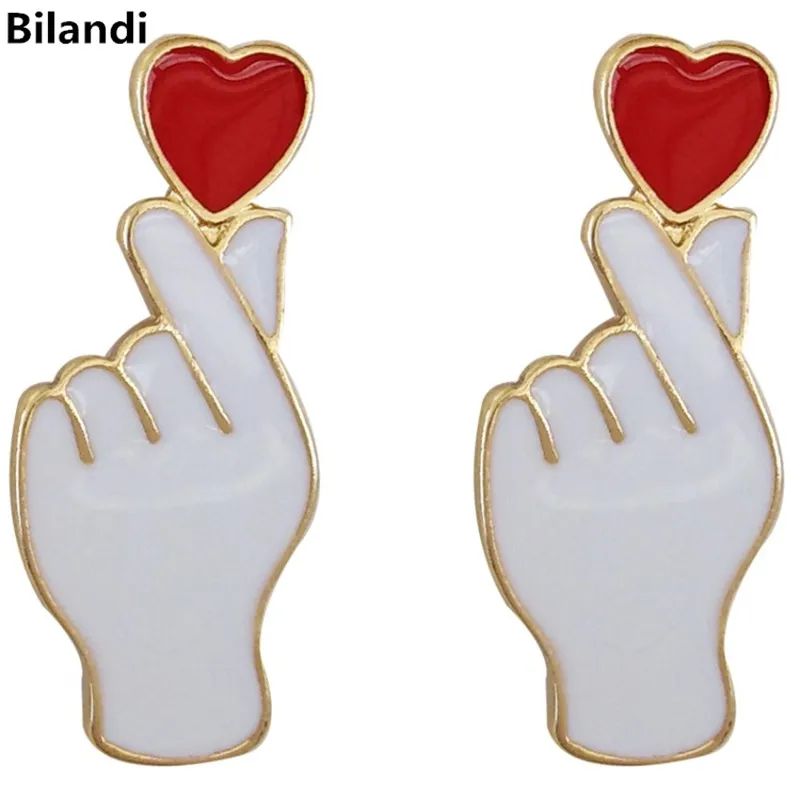 

Fashionable Cute Wind Red Heart Lovely Stud Earring For Woman Jewelry