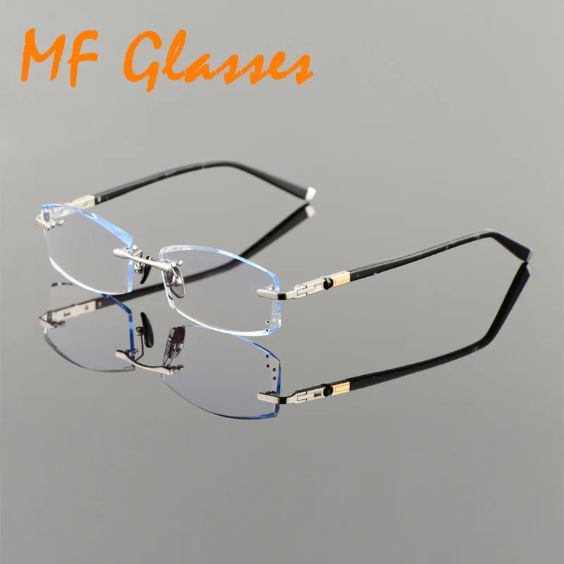 Silver 161 Lenses Титановые очки, мужские очки без оправы, очки для чтения, близорукость, фотохромные очки с кристаллами и бриллиантами, очки без оправы, 258103 - Цвет оправы: Silver 161 Lenses