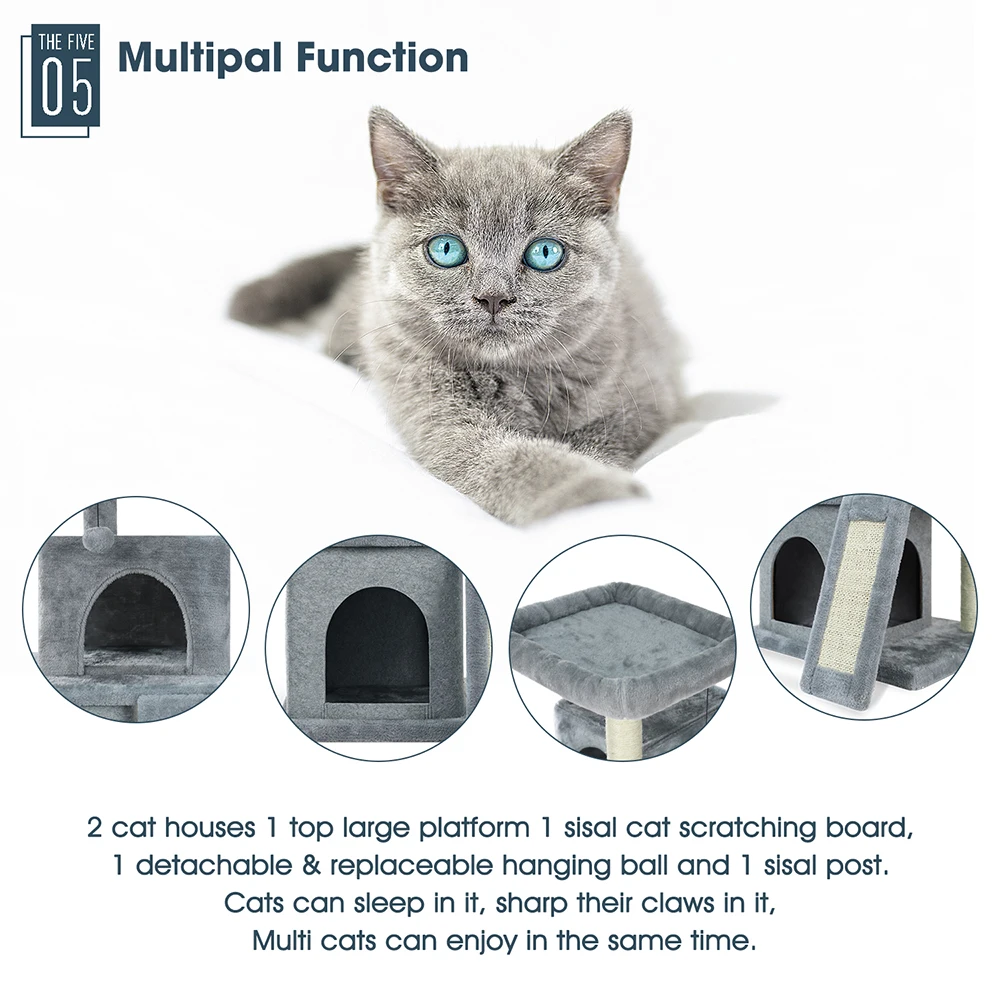 Fast Delivey Cat Tree Multilevel Cat Towers with Luxury Condos Cat Tree Tower Kitten когтеточка Condo Scratching Post