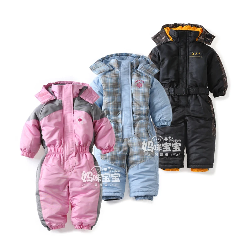 

Snowsuit toddler boy girl Rompers Ski Jumpsuit Outdoor Winter Warm Thicken Snow Suit waterproof windproof padded