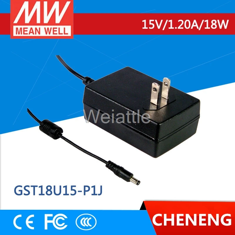 

MEAN WELL original GST18U15-P1J 15V 1.2A meanwell GST18U 15V 18W AC-DC High Reliability Industrial Adaptor