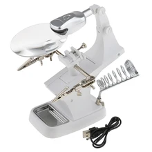 Помощь ручной инструмент 3x 4.5x увеличительное Стекло светодиодный Зажимы пайки Лупа комплект