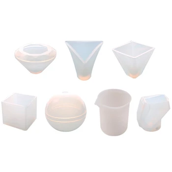 

7Pcs Large Casting Molds Silicone Paperweight Molds Including Sphere/Pyramid/Square/Diamond Molds, Epoxy Molds For Diy Paperwe