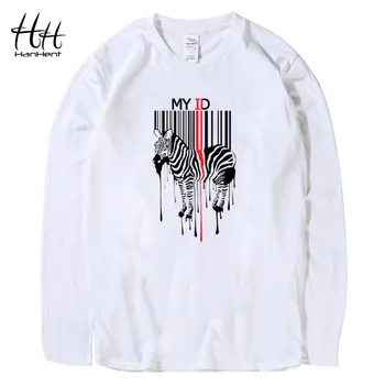 

HanHent QR code Zebra T shirts Horse Long Sleeve Novelty Design Loose T-shirts Fitness kids Tee shirts Geek Animal Brand Tops