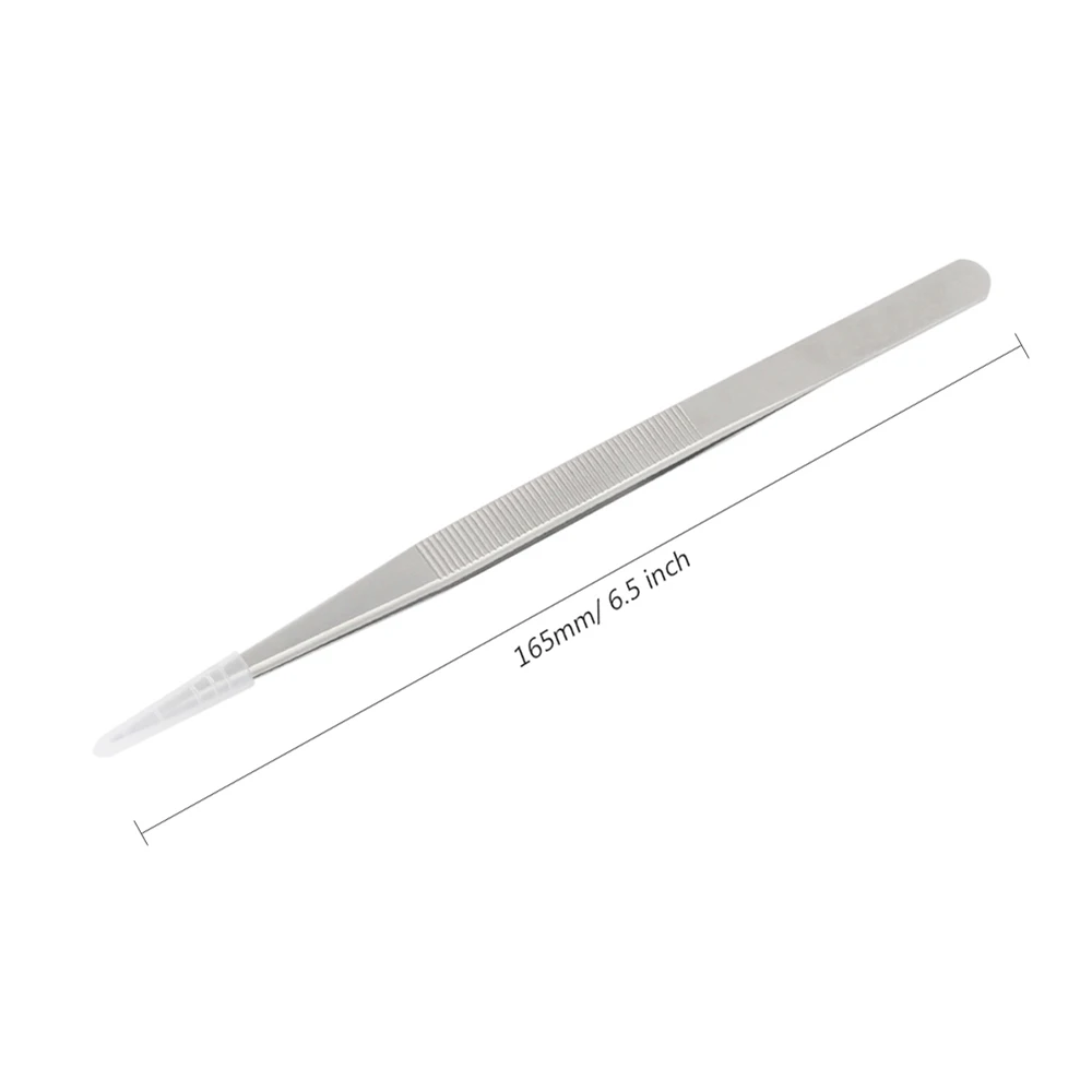 FIXFANS 165mm Long Precision Tweezers Stainless Steel Non-slip Tweezer for Craft Jewelry Lab Electronics Watchmaker Repair Tools