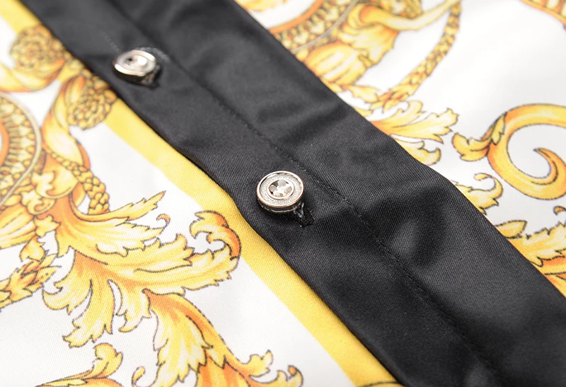 PLstar Cosmos M-XXL Men Gold Shirt 2018 New 3D Print Palace Long Sleeve Shirt Masculina Social Chemise Homme Fashion Shirts 