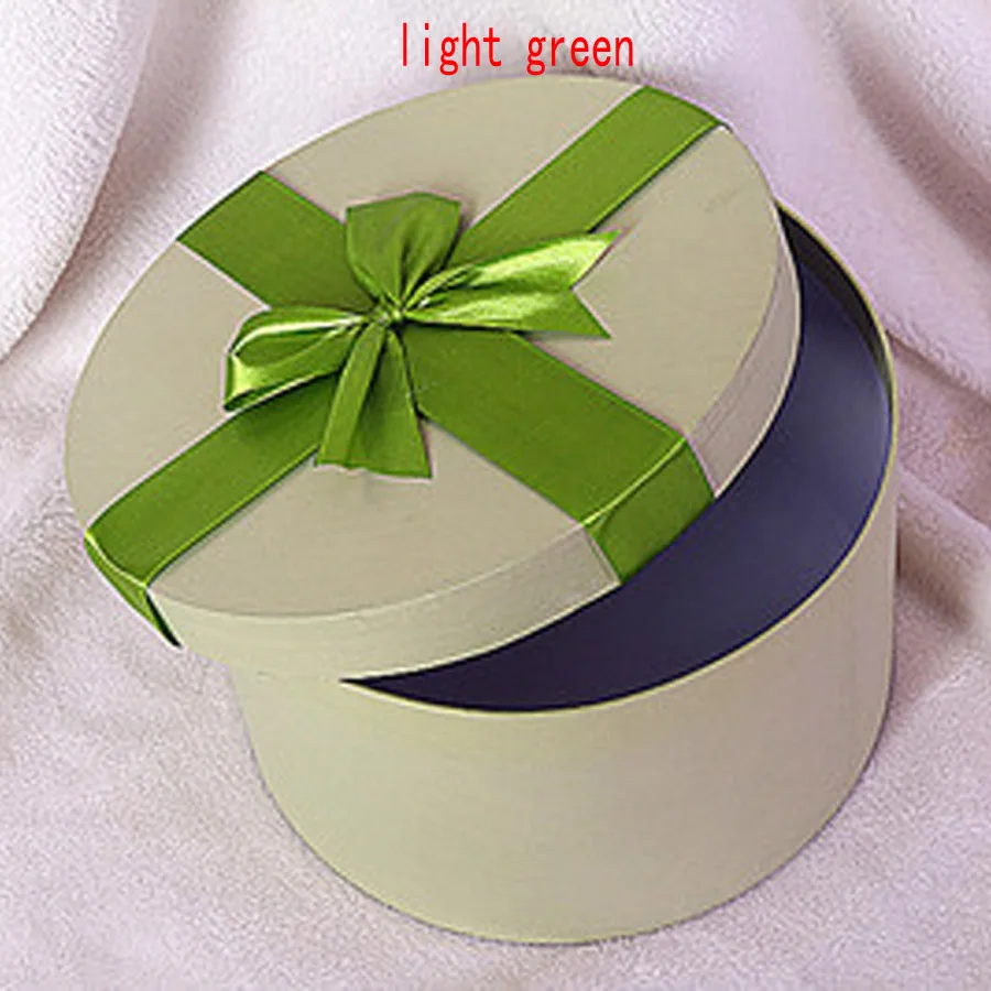 35x18 см Цветы Подарочная коробка чистый цвет круглая бумага картонная коробка День Святого Валентина Свадебная вечеринка украшение дома сувениры подарок - Цвет: light green