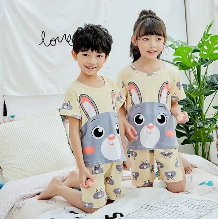 style 11 Детские пижамы Ночная рубашка для девочек летняя одежда с короткими рукавами для мальчиков Детский пижамный комплект, Удобный домашний костюм - Цвет: style 11