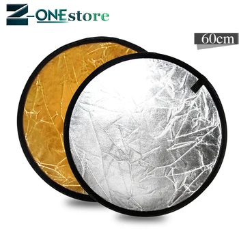 

2 in 1 60CM 24 inch Round Flash Studio Collapsible Refletor Light Disc Gold Silver Riflettore Wholesale Reflector with Bag