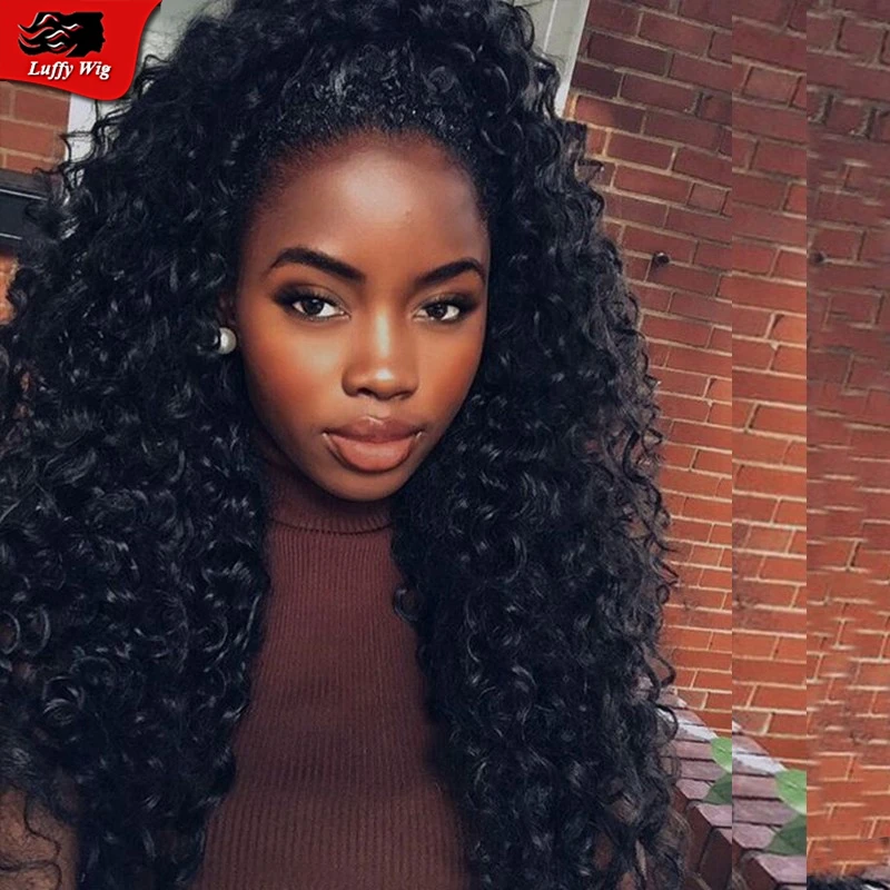 

Indian Pre Plucked Natural Hairline Kinky Curly Full Lace Human Hair Wigs 150Density Lace Front Human Hair Wigs For Black Women