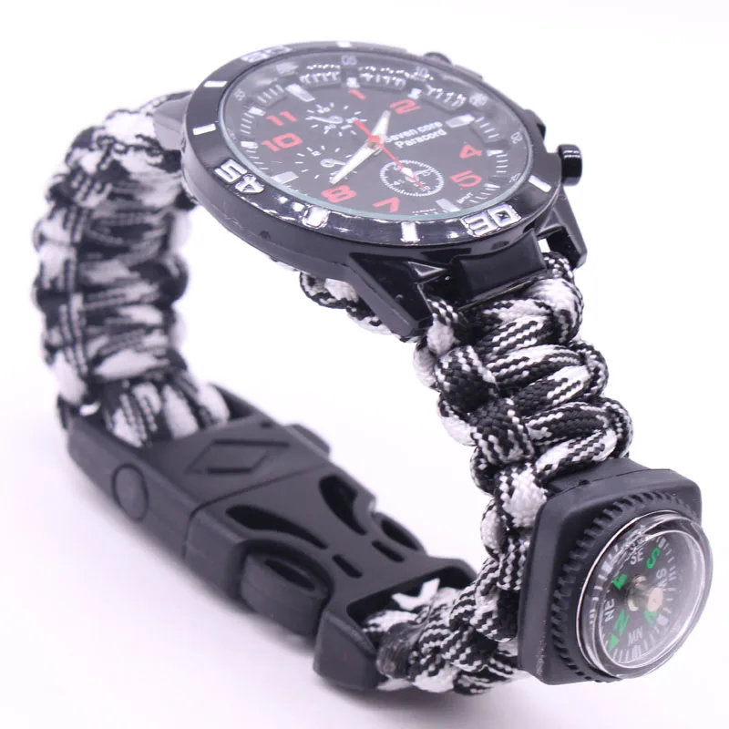 EDC Multi Tools Tactical Camouflage Outdoor survival watch bracelet compass Rescue Rope paracord Camping equipment (23)