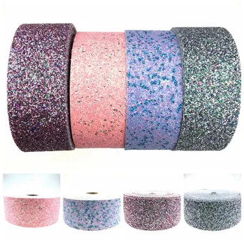 

50 yards/lot 75mm chunky glitter Ribbon for Hair ribbon Bow Craft Sequin Fabric