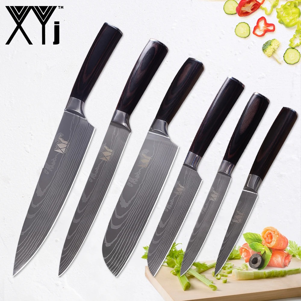 

XYj Stainless Steel Kitchen Cooking Knife Set Handmade Chef Slicing Santoku Utility Paring Kitchen Knives Set Tools Accessories